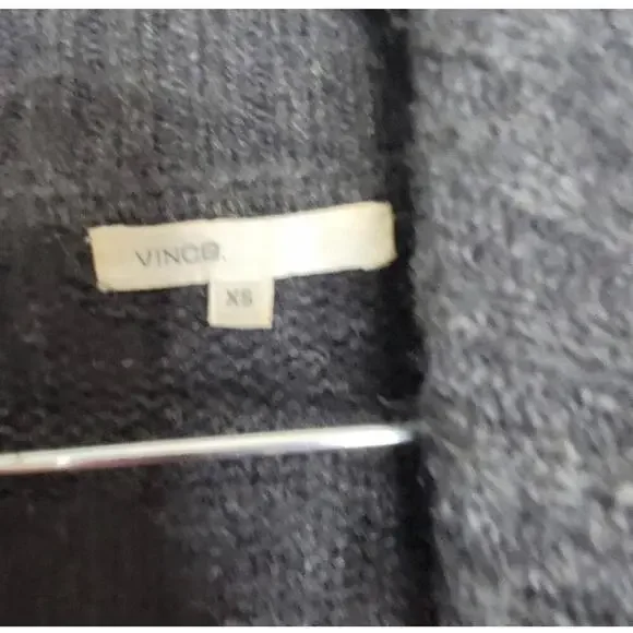 Vince Charcoal Alpaca Cashmere Shawl Collar Wrap Sweater Coat XS